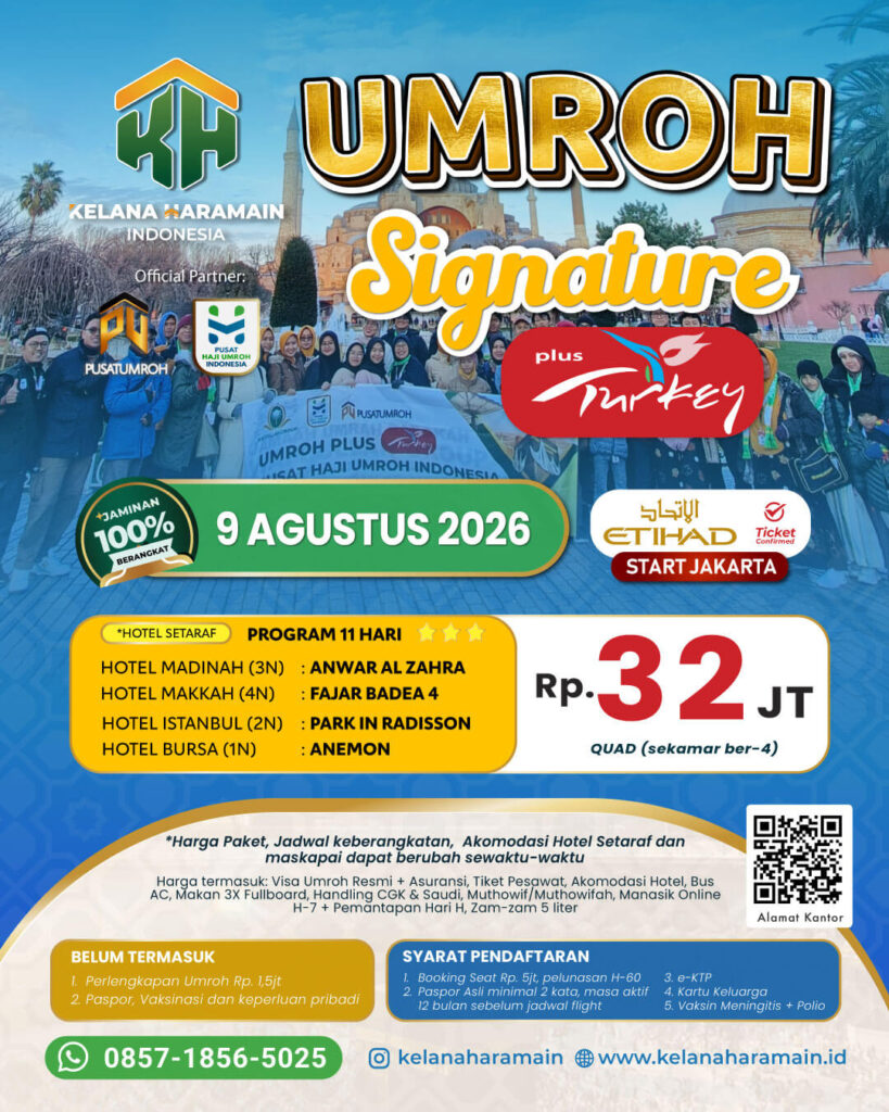 Umroh Plus Turki: 9 Agustus 2026