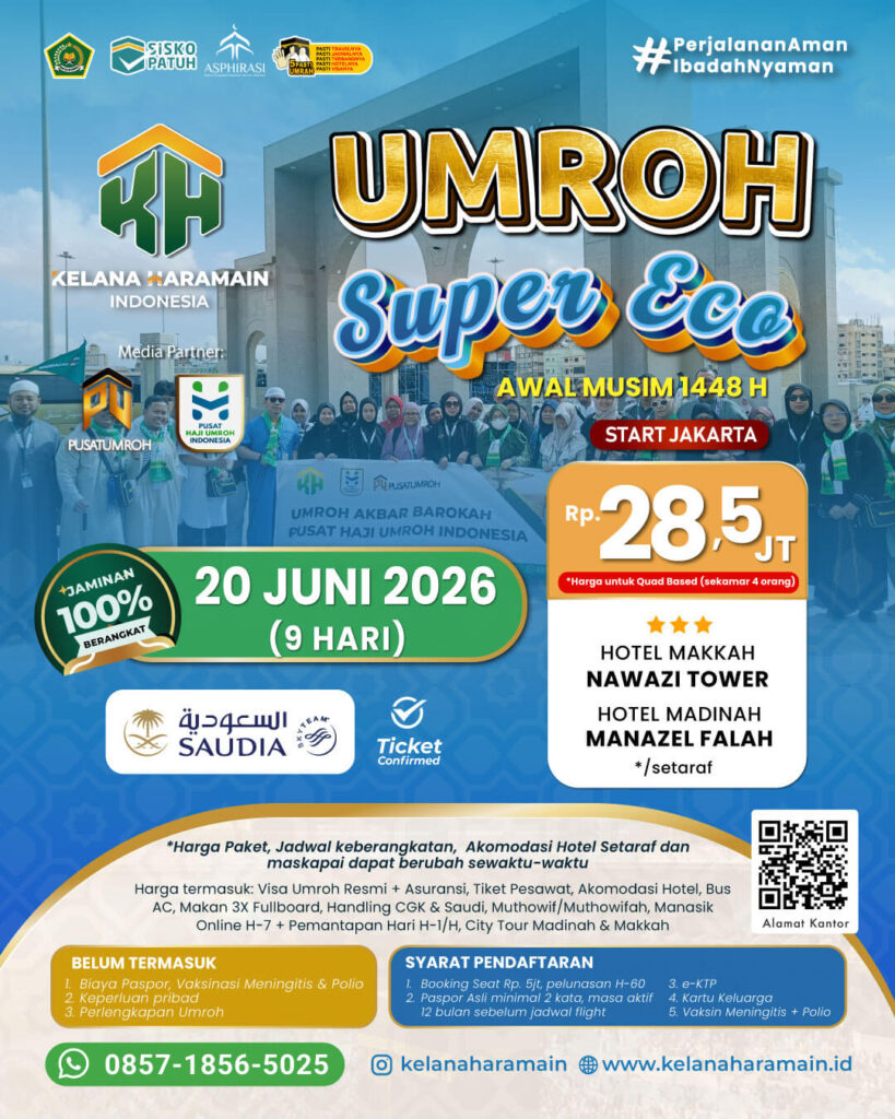 Umroh Super Promo 20 Juni 2026 9 Hari by Saudia